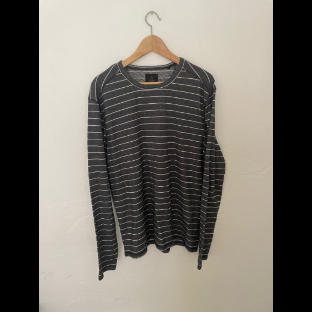 prana long sleeved striped shirt